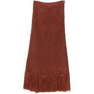 fringe-trim open-knit maxi skirt