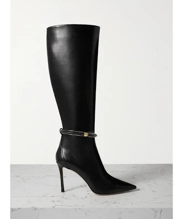 Jimmy Choo Dreece 95 Embellished Leather Knee Boots - Women - Black Boots - IT41