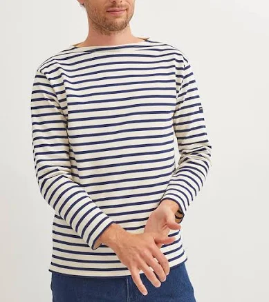 GUILDO - Boat Neck Breton Stripe Shirt ECRU / NAVY / L