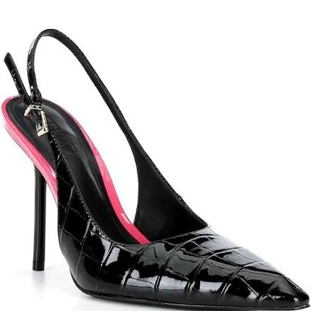 Schutz Women's Leona Croco Embossed Patent Leather Slingback Pumps