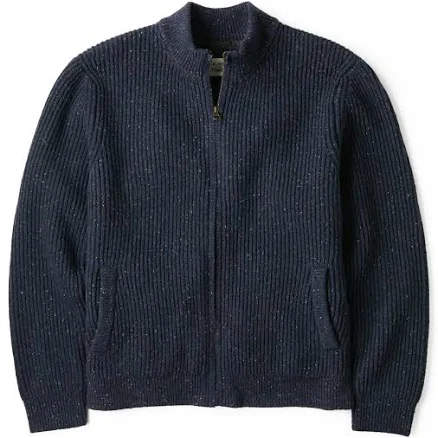 Flint and Tinder Men's Textured Wool Full-Zip Combat Sweater in Navy, Size M, Moisture-Wicking