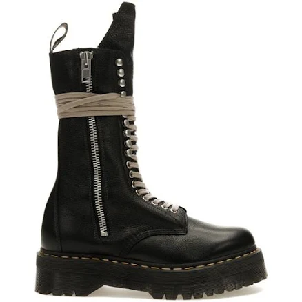 Dr. Martens 1918 Quad Leather Sole Calf Length Boot Rick Owens Black