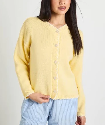 Boohoo Women's Blanket Stitch Knitted Crop Cardigan