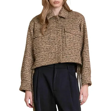 Endless Rose Women's Side Tie Crop Tweed Jacket