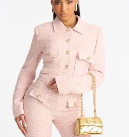 Fashion Nova Women's Mary Jane Cropped Tweed Coat