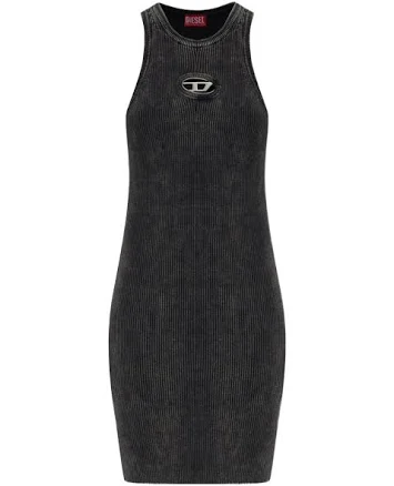 Diesel Ribbed Logo Plaque Mini Dress - Black