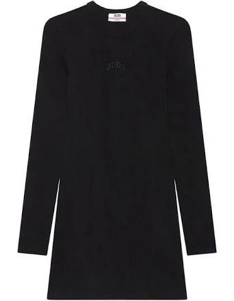 Gcds Logo Ribbed Knit Mini Dress