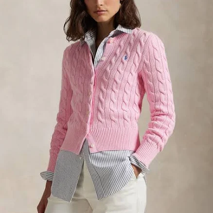 Polo Ralph Lauren Women's Cable Knit Cotton Crewneck Cardigan