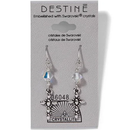 Crystallite Destine Cross Dangle Earrings