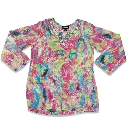 Celina V-Neck Beaded Sheer Boho Blouse
