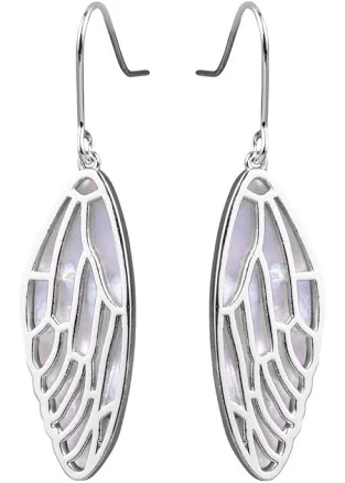 Amanda Blu Mother of Pearl Butterfly Wing Silver Earrings
