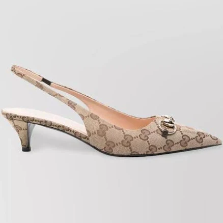 Gucci Women's Gg Fabric Slingback Pumps - Natural - 36.5