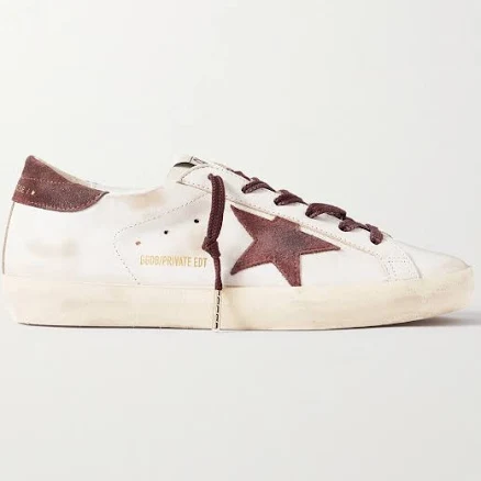 Golden Goose Super-Star Distressed Suede-trimmed Leather Sneakers - Women - Off-white Sneakers - IT40