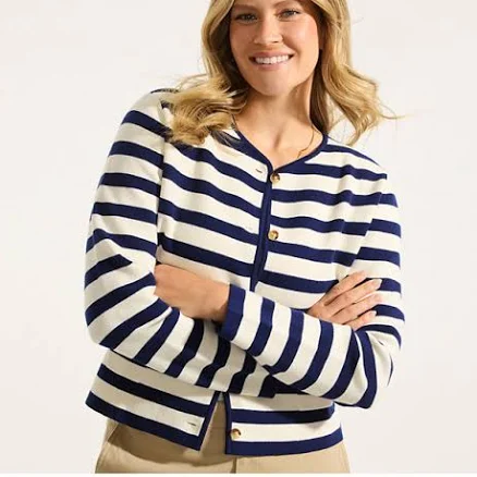 Lands' End Women's Fine Gauge Cotton Milano Blazer Sweater
