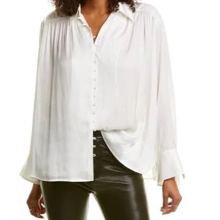 Zadig & Voltaire Trent Satin Loose Fit Long Sleeve Blouse, Sz S