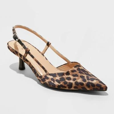 A New Day Women's Annette Satin Slingback Heels with Memory Foam Insole