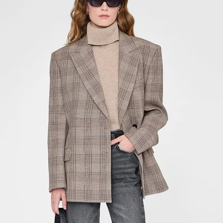 Anine Bing Aretha Plaid Blazer