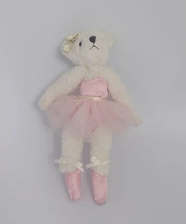 Vintage Ballerina White Teddy in Pink Tutu