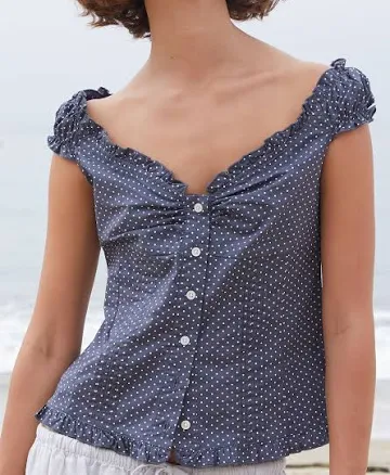 John Galt Women's Blue Polka Dot Elena Top