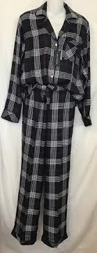 Rails Clara Lounge Set Flannel Powder Black Jam Plaid Shirt And Pant Nwt XS