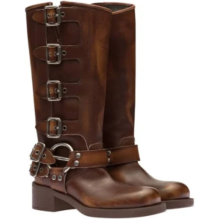 Leather Women Boots Miu Miu