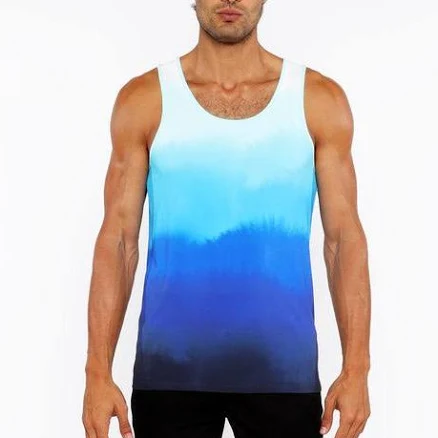 Fuchsia Gradient Printed Stretch Mesh Tank Top