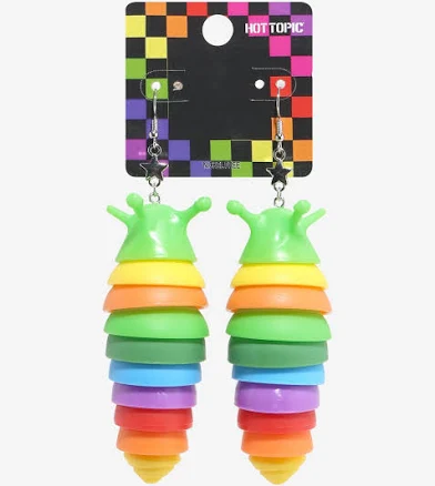 Rainbow Slug Drop Earrings