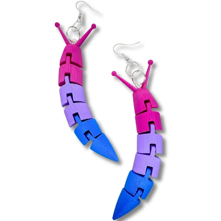Pride Slug Earrings 3d Printed Moving Jewelry