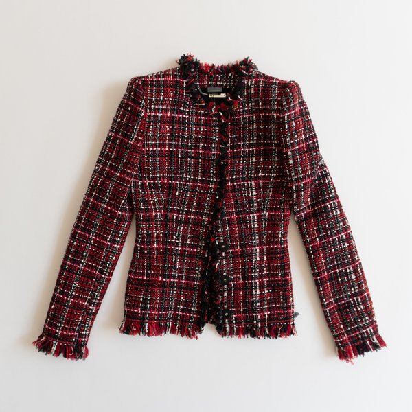 [Pre-loved] Alexander McQueen Frayed Artisan Tweed Jacket on Garmentory