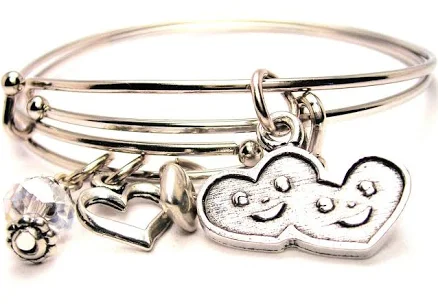 Happy Hearts Expandable Bangle Bracelet Set