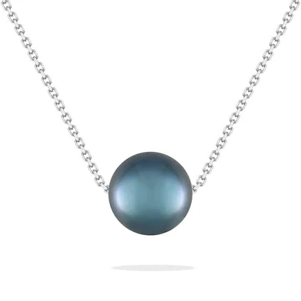 14K White Gold Akoya Pearl Slider Necklace