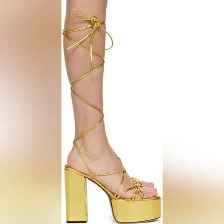Paris Texas Malena Platform Leather Heeled Sandals