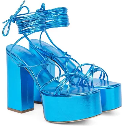 Paris Texas, Malena 130 leather platform sandals, Women, Blue, US 5.5, Sandals