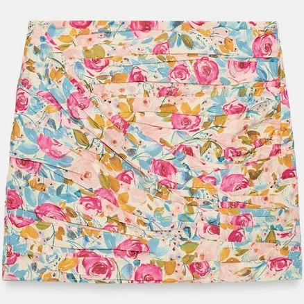 Zara Draped Floral Mini Skirt