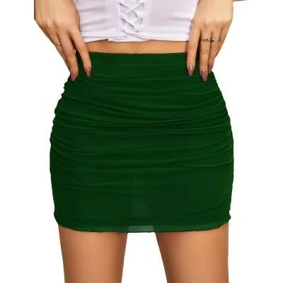 Avidlove Women's Ruched Bodycon Mini Skirt with Lettuce Trim