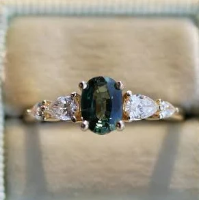 Mermaid Ring with Green Sapphire