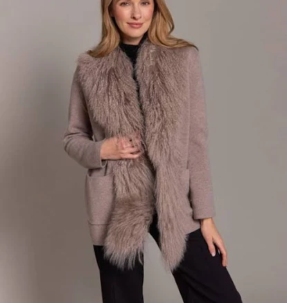 Coconut & Coconut Lamb Trim Merino Shawl Jacket