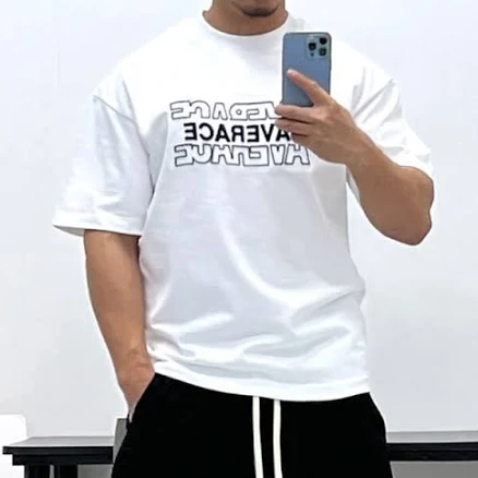 Men's Loose Cotton T-shirt with Letter Embroidery