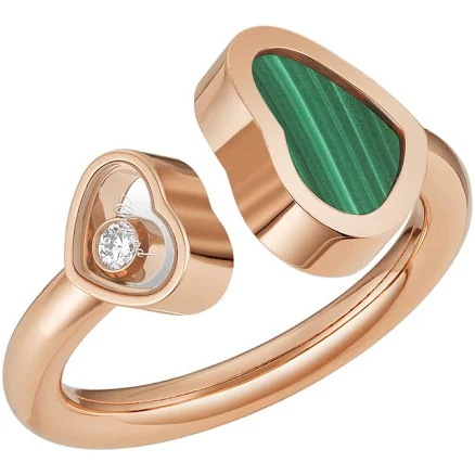 Chopard Women's Rose Gold Diamond and Malachite Happy Hearts Ring