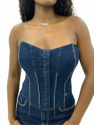 Apple Bottoms Nelly Chain Link Denim Bustier