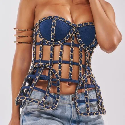 AKIRA Down South Chain Bustier Top