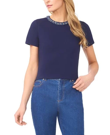 CeCe Women's Denim Chain Neck T-Shirt