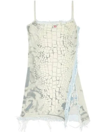 Diesel Dresses | Diesel D-Hople Crocodile Denim Mini Dress | Color: Blue/Cream | Size: M | Efletcher93's Closet