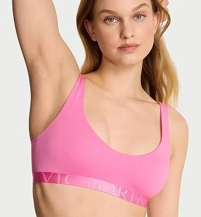Victoria's Secret Women's Cotton Exploded Logo Unlined Plunge Bralette