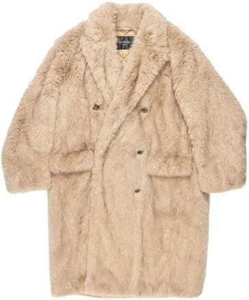 Balenciaga Faux-Fur Double-Breasted Coat