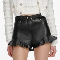 Self Portrait Faux Leather Shorts