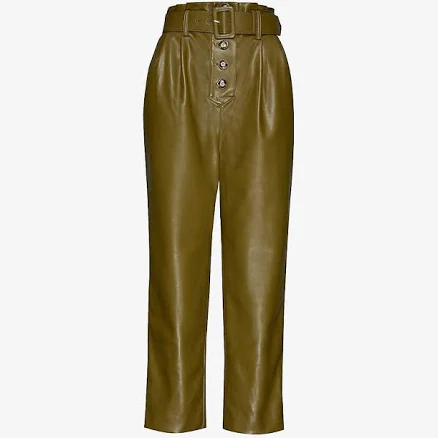 Self Portrait Tapered High-rise Faux-leather Trousers