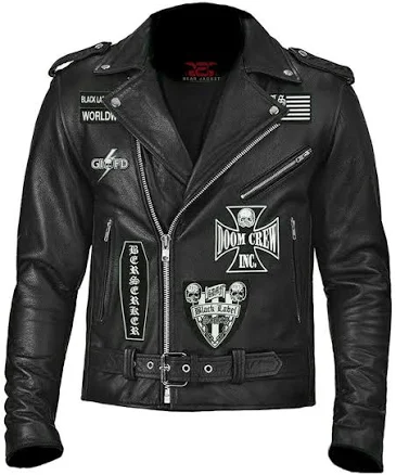 Black Label Society Leather Biker Jacket with Iconic Skull Logo
