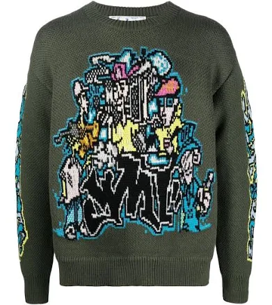 Off-White intarsia-Knit Long-Sleeve Jumper