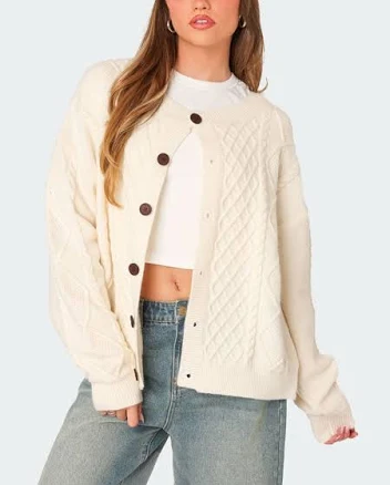 Edikted Women's Rory Oversized Cable Knit Cardigan